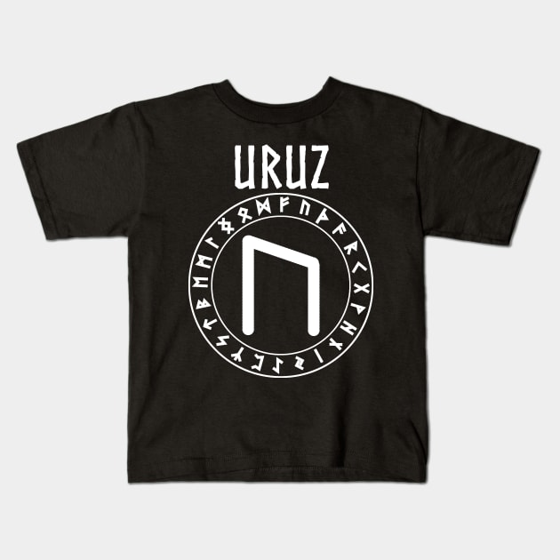 Uruz Norse Rune of Power Kids T-Shirt by AgemaApparel